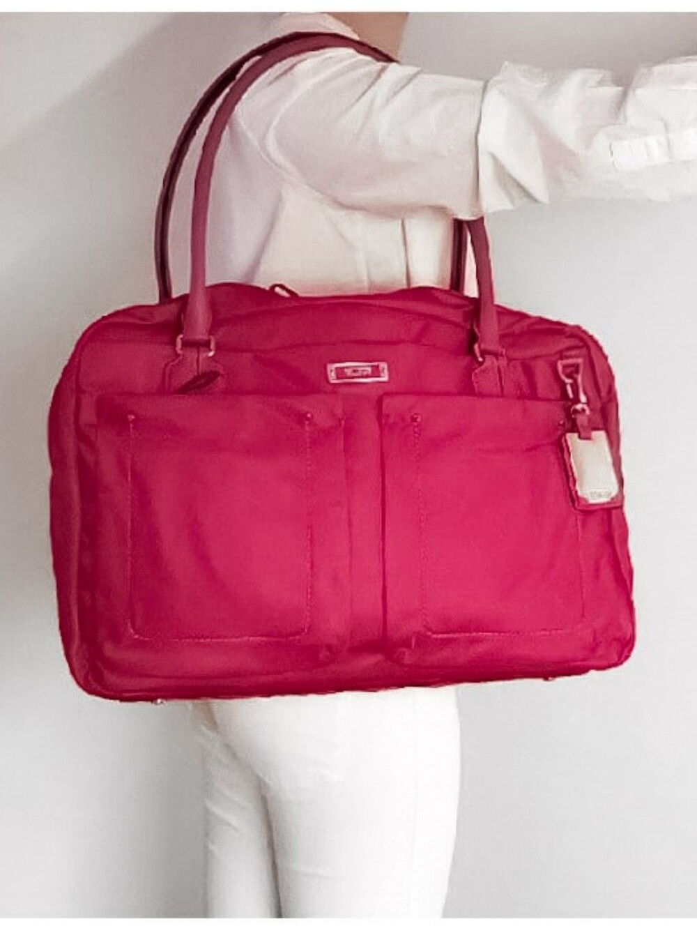 New Tumi Voyageur Ballistic Nylon Cortina Luggage Tote ~ Fuchsia " Lipstick "